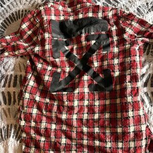 Off-White Wool Red and Black Button Up